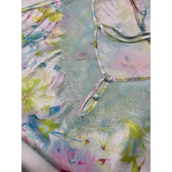 Victorias Secret Floral Lace Trim Satin Nightie Nightgown Lingerie L - Picture 11 of 11